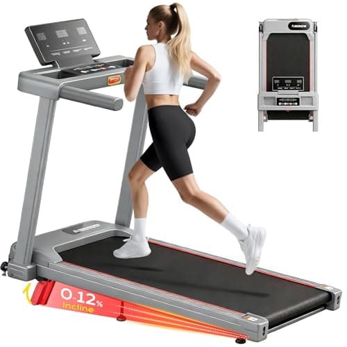 Abonow Foldable Treadmill for Home Small with Incline - 3.0HP Quiet Walking Pad Treadmill with Handles, 300LBS Capacity, Home Office 3-in-1 Portable Treadmills for Running Jogging Walking - Silver