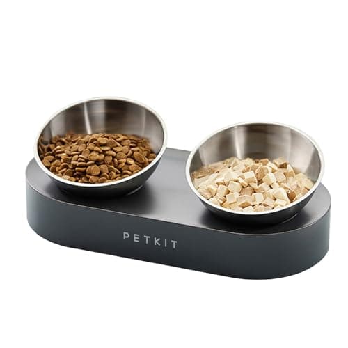 PETKIT 304 Stainless Steel Elevated Cat Bowls&Dog Bowls,Raised Cat Food and Water Bowl Set, Non-Slip, Anti Vomiting 15°Tilted Cat Small Animal Plate