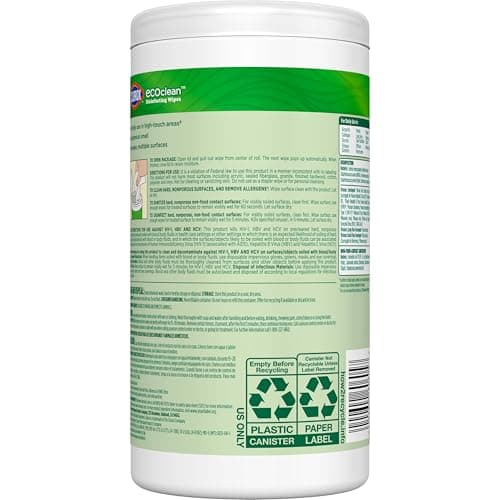 CloroxPro Clorox EcoClean Disinfecting Wipes, Multipurpose 100% Plant Based Cleaning Cloths, Antibacterial Disinfectant, Safe for Multi Surface Use, 75 Count 12