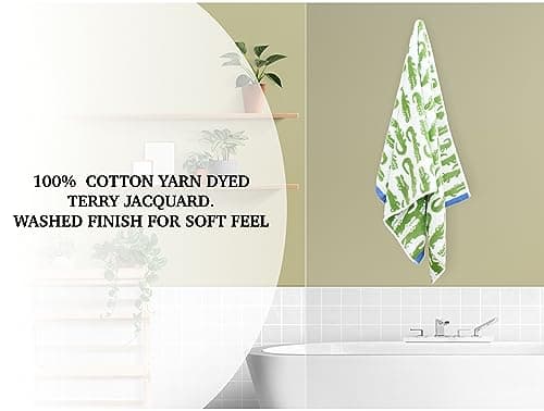 ORIGINAL KIDS 6 Piece Towel Set - Bath Time in A While Crocodile- 2 Bath Towels, 2 Hand Towels, 2 Washcloths - 100% Cotton Jacquard Soft Absorbent Pool Beach Towel Gift - Green Blue 6