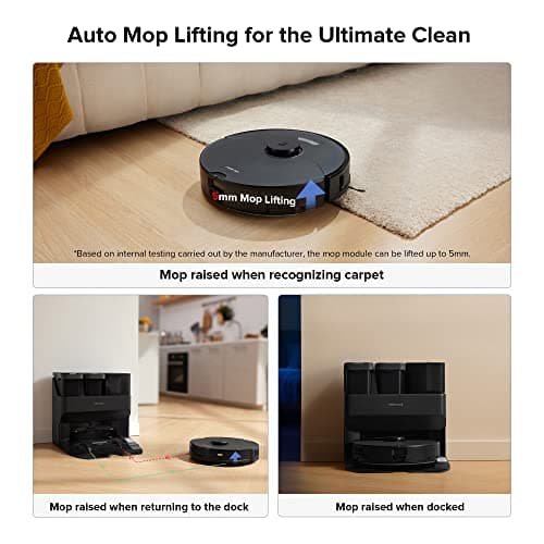 roborock S7 Max Ultra Robot Vacuum and Mop Combo, Auto Mop Drying/Washing, Self-Emptying, Self-Refilling, 5500Pa Suction, Reactive Tech Obstacle Avoidance, Black (RockDock Ultra Series) 6
