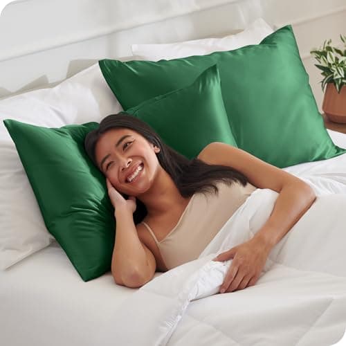 Bare Home Satin Pillowcases for Hair and Skin - 2 Pack Standard (20x26) - Luxury Pillowcases - Envelope Enclosure - Soft and Smooth Satin - Breathable - Similar to Silk (Forest Green, 2 Pack) 5