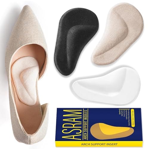 ASRAM Arch Support,Soft Gel Insole Pads,High Heel Inserts, Reusable Arch Cushions Best for Flat Feet and High Arch Pain,Plantar Fasciitis Relief, for All Day Pain Relief and Comfort.(6Pairs,0.3Inch)