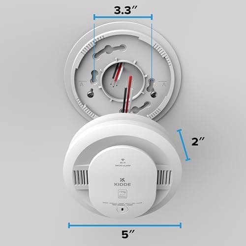 Kidde Smart Smoke Detector, Ring App Enabled for Real-Time Notifications, Hardwired Alarm, AA Backup Battery 14