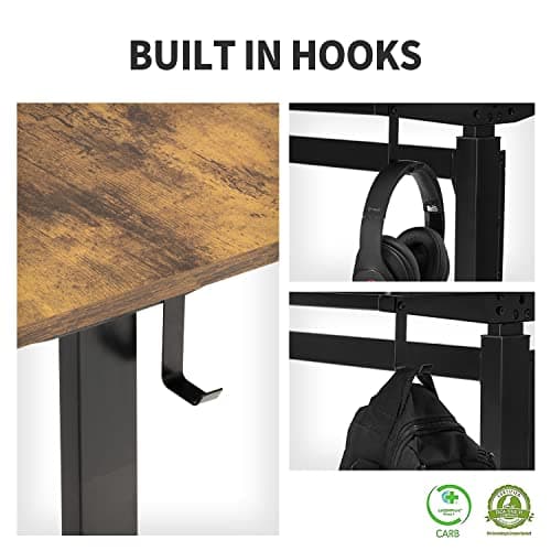 UNICOO - Crank Adjustable Height Standing Desk, Height Adjustable Game Desk, Home Office Table, Computer Table 55 * 23.6 in Tabletop (XJH-C-55 Rustic Brown+Black) 6