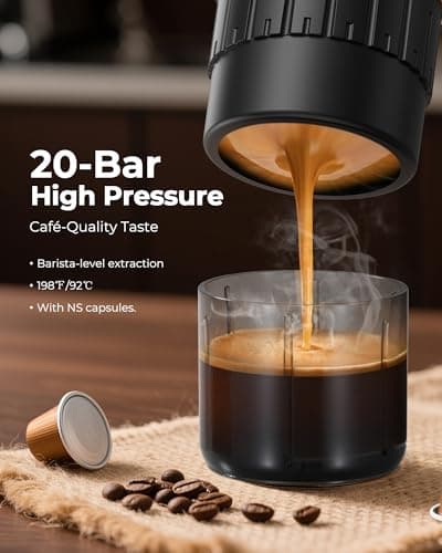 COTGCO Portable Espresso Coffee Maker, Travel Coffee Maker for Camping, 20 Bar Self‑Heating Rechargeable with USB-C, with NS Capsule for Car/Travel/Camping 5