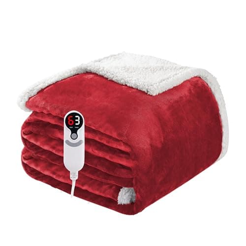 Electric Heated Blanket Full Size 72"x84", Soft Flannel with Overheat Protection, 9 Adjustable Heat Settings & 10-Hour Auto-Off Timer, Fast Heating for Winter Comfort, Red
