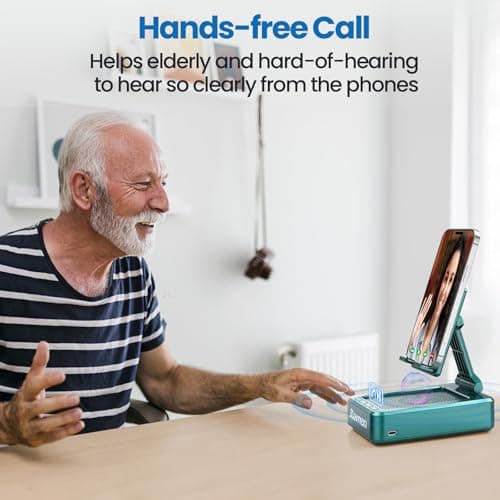 JTEMAN Cell Phone Stand with Wireless Bluetooth Speakers,Angle Adjustable Strong Pedestal Phone Stand for Desk,HD Sound and Bass Bluetooth Speaker Compatible with All Mobile Phones(Green) 5
