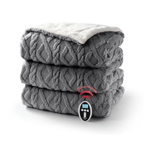 STARBEDIA Heated Blanket King Size Electric Blanket Dual Control, Wireless Heating Blanket with 10 Heat & 10 Time Setting, Fasting Heating Sherpa Tufted Blanket for Bed, ETL Certified, Grey,90"x100"