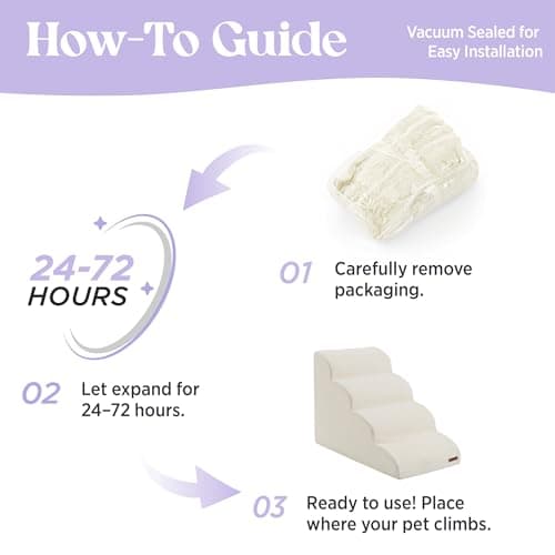 Lesure Dog Stairs for Small Dogs Pet Steps Ramp for High Bed and Couch with CertiPUR-US Certified Foam with Non-Slip Bottom, Beige, 4 Steps 5