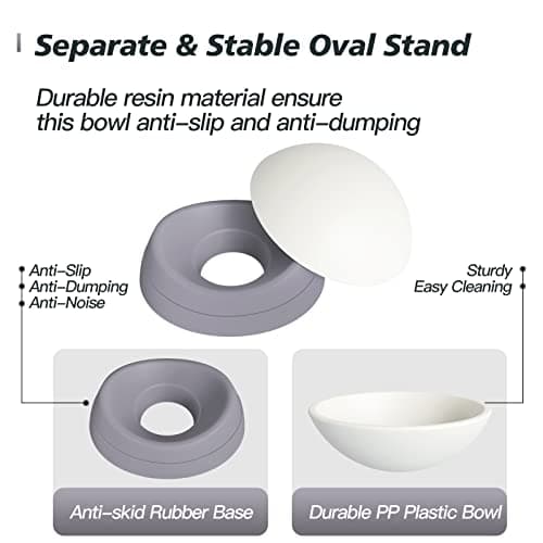 Ravitat Elevated Cat Food Bowl - Adjustable, Anti-Slip & Anti-Noise, Protects Pet's Spine, Thickened Plastic, 17 Oz 5