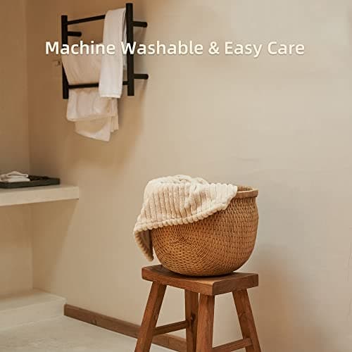 GOTCOZY Electric Blanket Heated Throw 50''X60''- Ribbed Faux Fur Heated Blanket with 4 Heating Level & 3 Hour Auto Off Heating Blanket, ETL&FCC Certified Machine Washable(Eggnog) 6