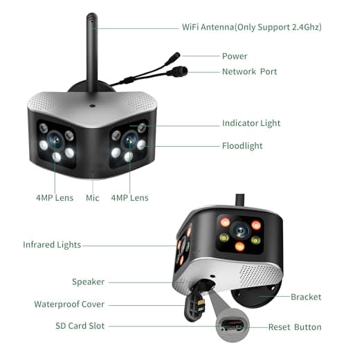SICSOLINK 4K WiFi Outdoor Security Cameras with 165° Ultra-Wide Angle, Ultra-HD Dual Lens,Panoramic View,Two-Way Talk,Full Color Night Vision,for Home Security 8
