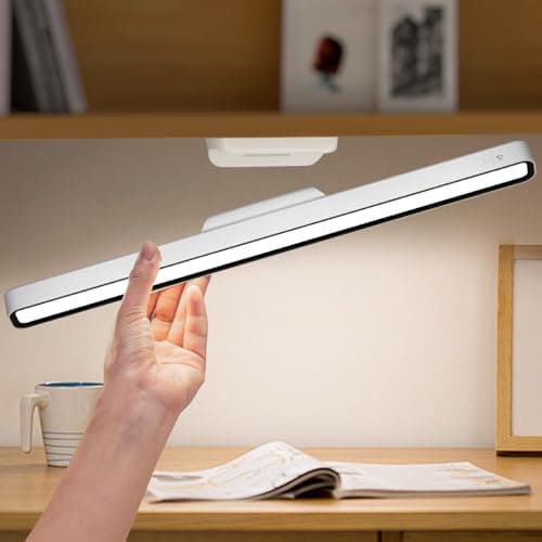 XmnSoly Desk Light Bar 17inch Long LED Magnetic Light Bar 3600mAh Rechargeable 3 Color Modes Dimmable Under Desk Lighting for Reading, Bedroom, Computer, Office, Dorm Lighting