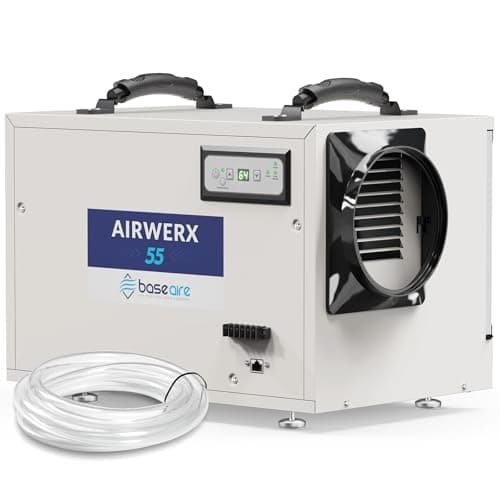 BaseAire Crawlspace Dehumidifier,113 Pints Commercial Dehumidifiers with Drain Hose for Whole House Basement, Industry, Compact, Auto Defrost, Memory Starting, Up to 1200 Sq Ft