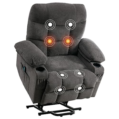 BOSMILLER Power Lift Recliner Chair for Elderly with Heat and Vibration Massage Recliner Chair with USB Charge Port for Living Room- Infinite Position, Side Pocket, Regular, Grey 8