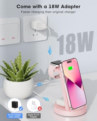 3 in 1 Charging Station for Apple Device, Wireless Charger for iPhone 16 15 14 13 12 11 Pro Max & Apple Watch iwatch- Charging Stand Dock for AirPods 6