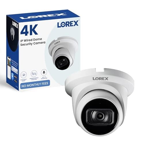Lorex 4K 8MP IP PoE White Wired Security Dome Camera | Add-On Camera | Color Night Vision | Smart Motion Detection (Person/Vehicle) | Listen-in Audio | IP67 Weatherproof | Metal Housing