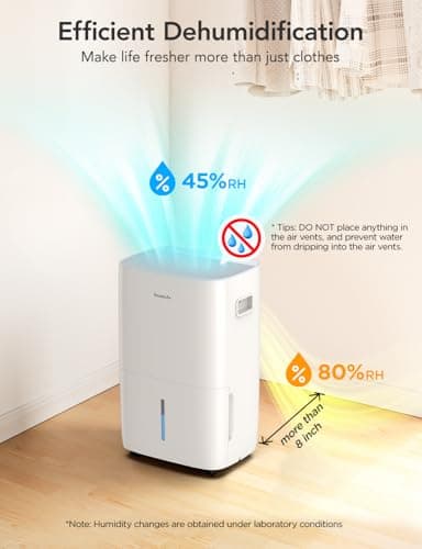 GoveeLife Dehumidifier for Home 4,500 Sq.Ft, 50 to 137 Pint Smart Auto Humidity Control, Drain Hose, 2.0Gal Bucket, Compressor Dehumidifiers for Basement with Auto Shut Off, Bathroom, Garage, w/WiFi 5