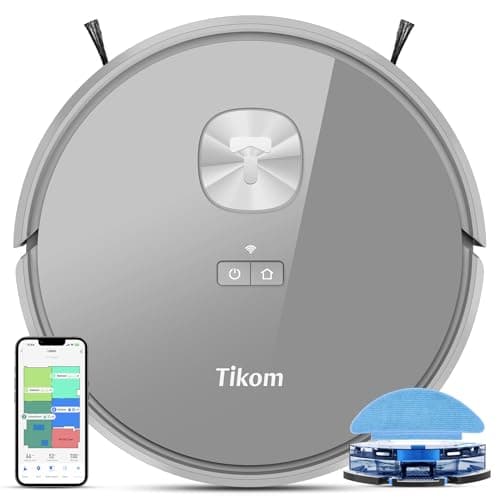 Tikom Robot Vacuum and Mop with LiDAR Navigation L9000, 4000Pa Robotic Vacuum Cleaner, 150Min Max, Smart Mapping, Good for Pet Hair, Carpet, Hard Floor
