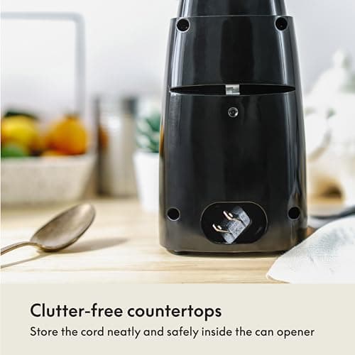 bella Electric Can Opener and Knife Sharpener, Removable Cutting Lever, Cord Storage, Stainless Steel Blade, Black 5