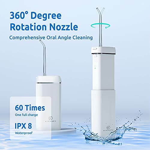 Water Flosser [ Mini Cordless Portable ] Oral Irrigator Water Teeth Cleaner Pick, Telescopic Water Tank, 3 Modes & IPX7 Waterproof, Home & Travel Water Floss for Teeth, Braces Bridges Care (White) 6