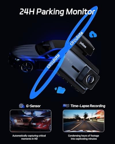 Pelsee P3 4K Dash Cam Front and Rear, 64GB SD Card, 4K+1080P Dual Dash Camera for Cars with Wi-Fi, GPS, ADAS, BSD, LCA, 3’’ IPS Display Car Camera, APP & Voice Control, Night Vision, 24H Parking Mode 7