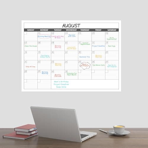 Large Dry Erase Calendar for Wall - Undated 1 Month Wall Calendar, 40" x 30", Erasable & Reusable Laminated Calendar with 8 Round Stickers, Great Layout Wall Calendar Dry Erase for Home, Office and School 9