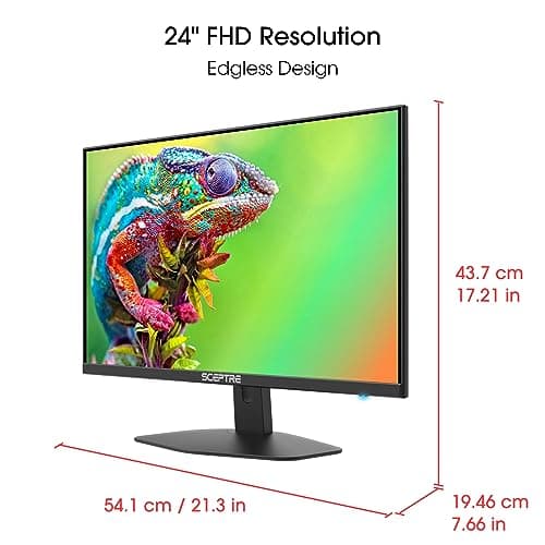 Sceptre New 24-inch Gaming Monitor 100Hz 1ms DisplayPort HDMI x2 100% sRGB AMD FreeSync Build-in Speakers, Eye Care Frameless Machine Black 2025 (E248W-FW100T) 5