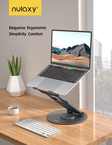 Nulaxy Telescopic 360 Rotating Laptop Stand for Desk Adjustable Height Swivel Pull Out Design Ergonomic Laptop Riser Standing Desk Converter Fits All 10-17" Laptops Computer MacBook, Gray 8
