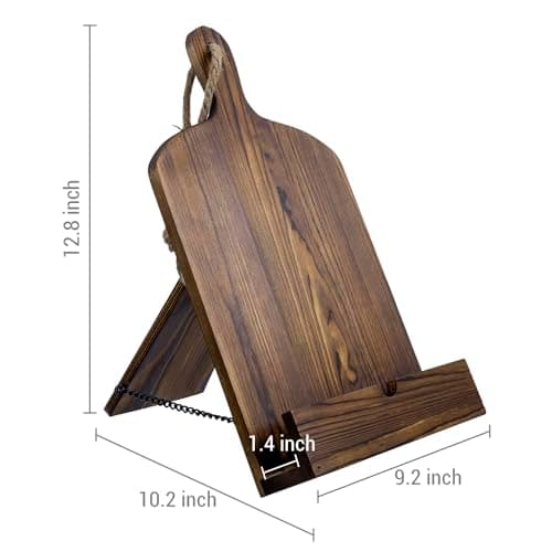 MyGift Cookbook Stand Recipe Book Holder with Brown Wood Cutting Board Design, Cookbook Holder for Countertop Display 6