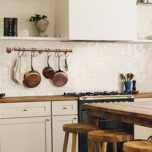 ROTHLEY Stainless Steel Pot and Pan Hanger: 23.7 Inch Wall Mounted Hanging Pots and Pans Rack with Hooks (Antique Copper) 5