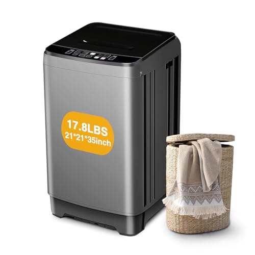 Tymyp Small Washer Machine for Apartment, Washer and Dryer Combo with LED Display, 17.8LBS Apartment Washing Machine with 10 Washing Programs, Transparent Grey