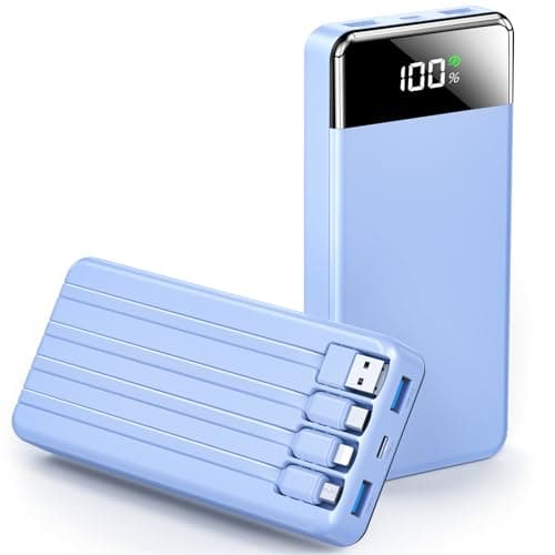 Portable Charger 35000mAh Power Bank - Portable Battery with 4 Built in Cables, 22.5W Fast Charging Battery Pack Compatible with iPhone 16 15 14 13 Samsung Android Phone etc