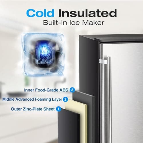 Kismile Commercial Built-in Ice Maker Machine,80Lbs/Day,Under Counter Ice Cube Maker with Drain Pump & 24H Timer,Reversible Door,Built-in Freestanding Ice Maker for Home & Office(Silver) 4