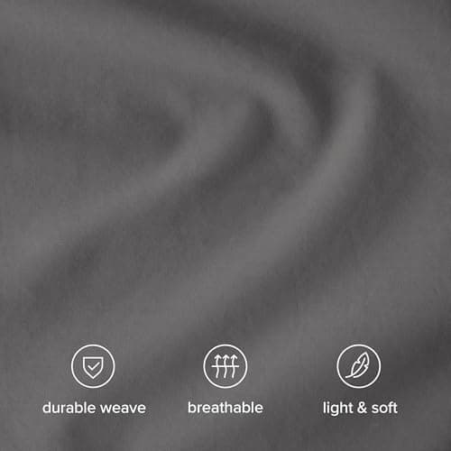 Bare Home 100% Organic Cotton Full Extra Long Fitted Sheet - Crisp Percale Weave - Lightweight & Breathable - Deep Pocket Fitted Sheet (Full XL, Grey) 5