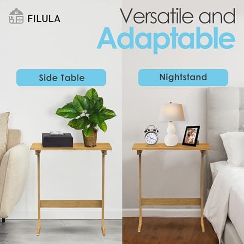 FILULA - Bamboo TV Tray Table - Convenient TV Tables for Eating and Working from Home - Stylish TV Dinner Table for Couch That Slide Under - TV Trays - C Table (C-Shape) 6