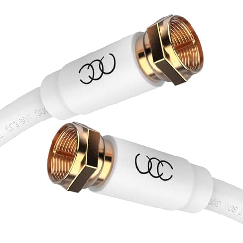 RG6 Coaxial Cable 25 Feet, White Coax Cord High Speed TV Cable Wire, Flexible CL3 Level in-Wall Rated-Digital Audio Video Satellite Cable Extension, Gold Plated Compression Connectors