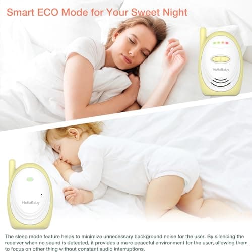 Hellobaby Audio Baby Monitor with 1000ft Range, Volume Control, Portable 2.4GHz Digital Wireless Baby Monitor, Audio Surveillance for Baby with High-Sensitivity Mic, USB Connection, HB168 8