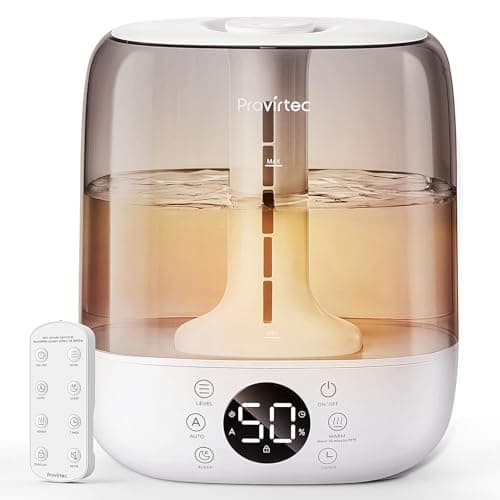 Provirtec 6L Self-Cleaning Humidifier for Large Room, CleanCare Warm & Cool Mist, No-Leak Design & Top Fill, 60 Hour Runtime, Quiet Ultrasonic Auto Mode with Remote Control for Bedroom & Home