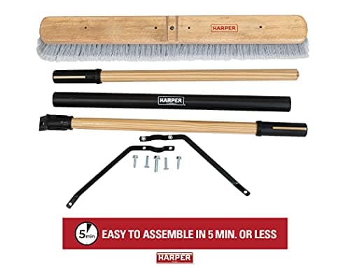 Harper 24 Inch Indoor Smooth-Surface Push Broom with Flagged Bristles for Sand, Saw Dust, Wood Shavings and Pet Hair in Garages, Warehouses, and Workshops 6