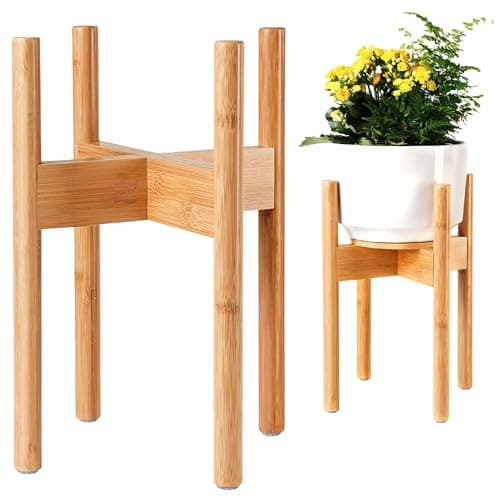 Plant Stand Indoor - Corner, Table and Floor Planter Holder - Adjustable, Durable Bamboo Wood - Fits 8, 10, 12-inch Dia Small, Mid-Large, Tall or Short Pot Sizes