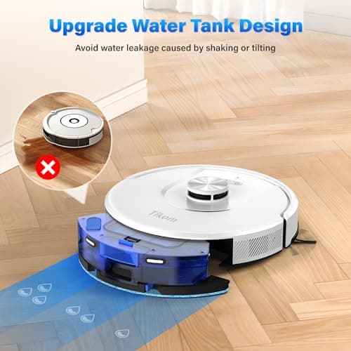 Tikom Robot Vacuum and Mop, L8000 Laser LiDAR Navigation Robotic Vacuum, 150Mins Max, 45dB, 14 No-Go Zones, 20 Virtual Walls, Self-Charging, Good for Pet Hair, Carpet, Hard Floor, White 7