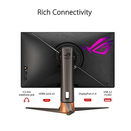 ASUS ROG Swift 360Hz 27” 1440P HDR Gaming Monitor (PG27AQN) - QHD (2560 x 1440), Fast IPS, 1ms, G-SYNC, Eye Care, HDMI, DisplayPort, USB, Ergonomic Design, VESA Wall Mountable, HDR10, DisplayHDR600 6