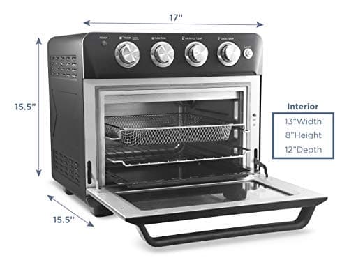 Elite Gourmet EAF9100 Maxi-Matic Electric Fryer Oven, Oil-Less Convection Oven Extra large 25L Capacity, Grill, Bake, Roast, Air Fryer, 1640-Watts, Black, 16.88 7