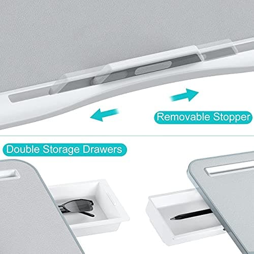 Laptop Bed Tray Desk, Foldable and Adjustable Lap Table with Heights and Angles, Upgraded-Sturdy Laptop Lap Desk for Bed/Sofa/Couch/Floor (2 Drawers, X-Large, Grey) 5