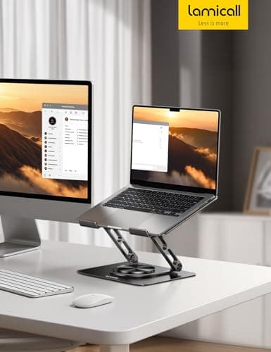 Lamicall Adjustable Laptop Stand for Desk - 360 Rotating Base Ergonomic Computer Stand, Aluminum Laptop Riser Foldable Protable for Office Home fits MacBook Air Pro, Dell, HP (10-17.3'') - Black 7