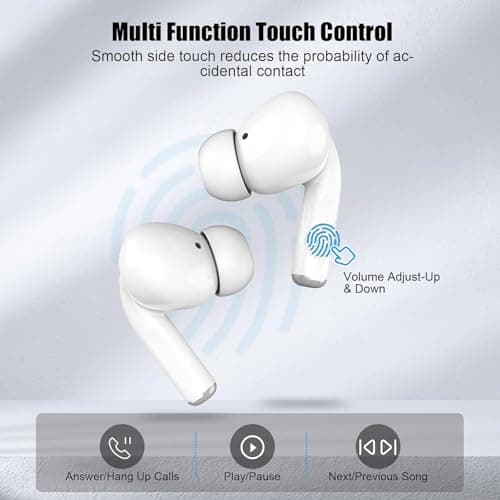 Wireless Earbuds for iPhone, 5.3 Bluetooth Headphones for Apple Earbuds Wireless, ENC Noise Cancelling 40Hrs Playback in Ear Air Buds Pods HiFi Bass for iPhone 17 16 15/iPad/PC/Laptop/Switch/White 5