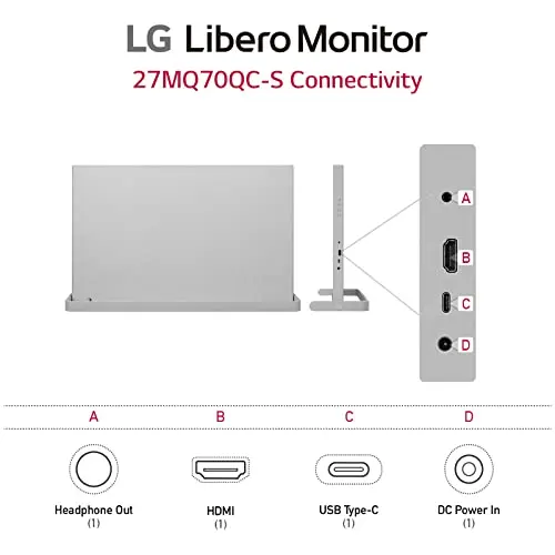 LG 27MQ70QC-S.AUS 27" QHD IPS HDR 10 Libero Monitor with Detachable Full HD Webcam 5