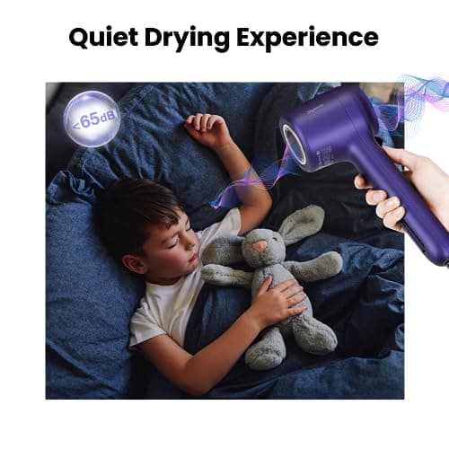 SKANWEN Hair Dryer, Negative Ionic Blow Dryer with 110, 000 RPM Brushless Motor for Fast Drying, Noise Reduction Design/Constant Heat Control with Magnetic Nozzle, for Home, Salon (Indigo Blue) 5